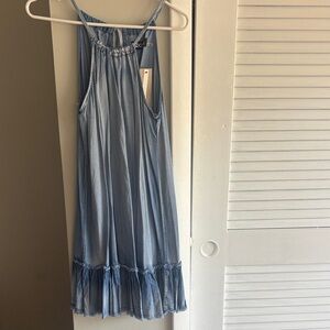DO+BE Light Blue Sleeveless Ruffle-Hem Dress